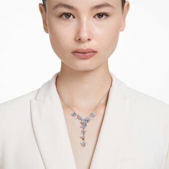 swarovski lilia y necklace  butterfly  blue  rhodium plated
