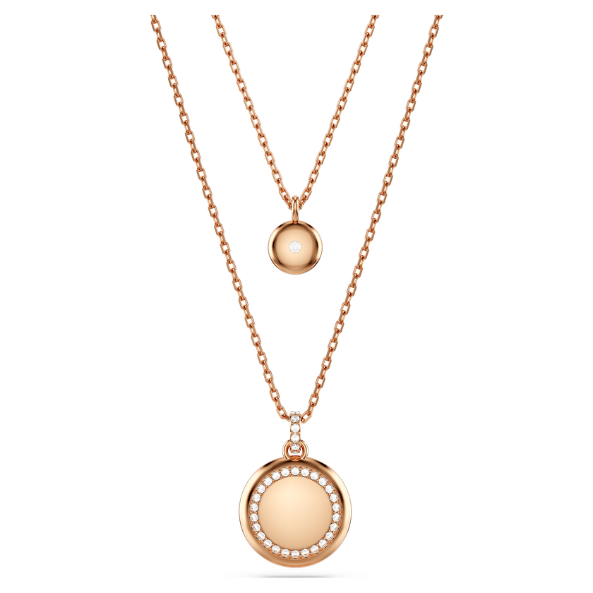 swarovski sublima layered pendant  white  18k rose gold finish