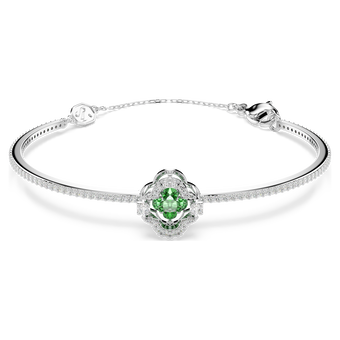 swarovski una angelic bangle  mixed cuts  green  rhodium plated