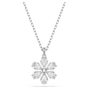 swarovski idyllia pendant  mixed cuts  snowflake  white  rhodium plated