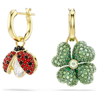 swarovski idyllia drop earrings  set  3   ladybug  clover  strawberry  multicolored  gold tone plated