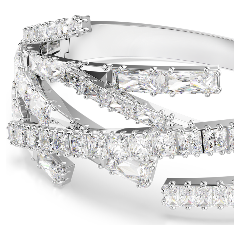 swarovski matrix bangle  mixed cuts  white  rhodium plated