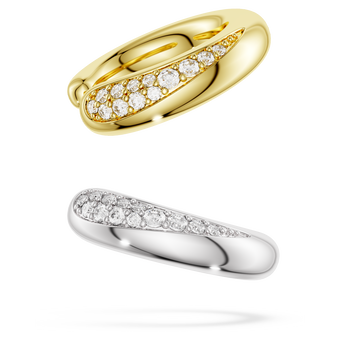 swarovski classica ear cuffs  round cut  white  sterling silver  18k gold finish