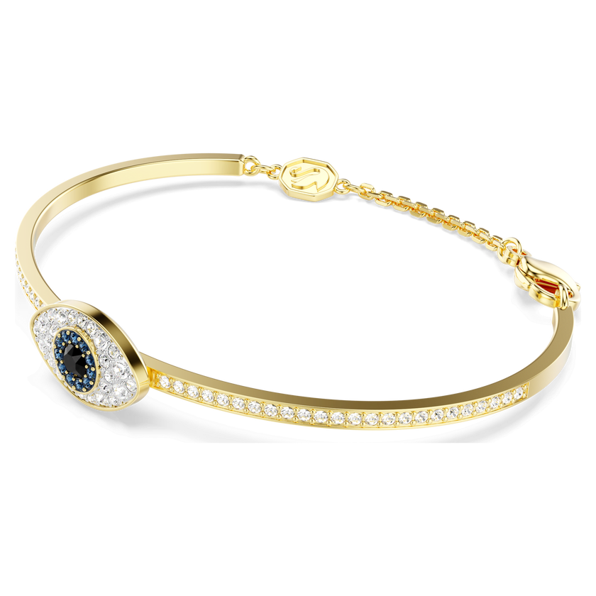 swarovski symbolica bangle  evil eye  blue  18k gold finish
