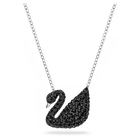 swarovski iconic swan pendant  black  rhodium plated