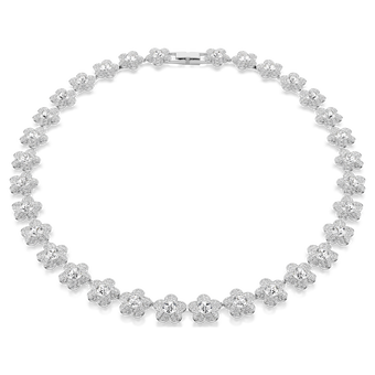 ariana grande x swarovski necklace  round cut  flower  white  rhodium plated