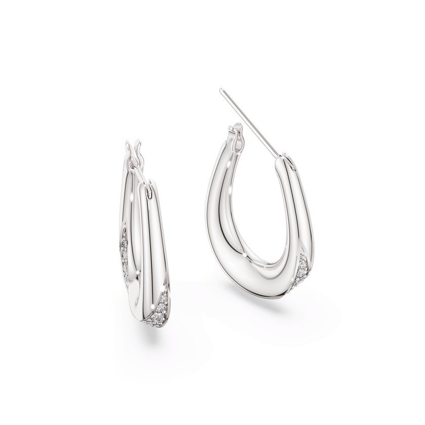 swarovski classica hoop earrings  round cut  small  white  sterling silver