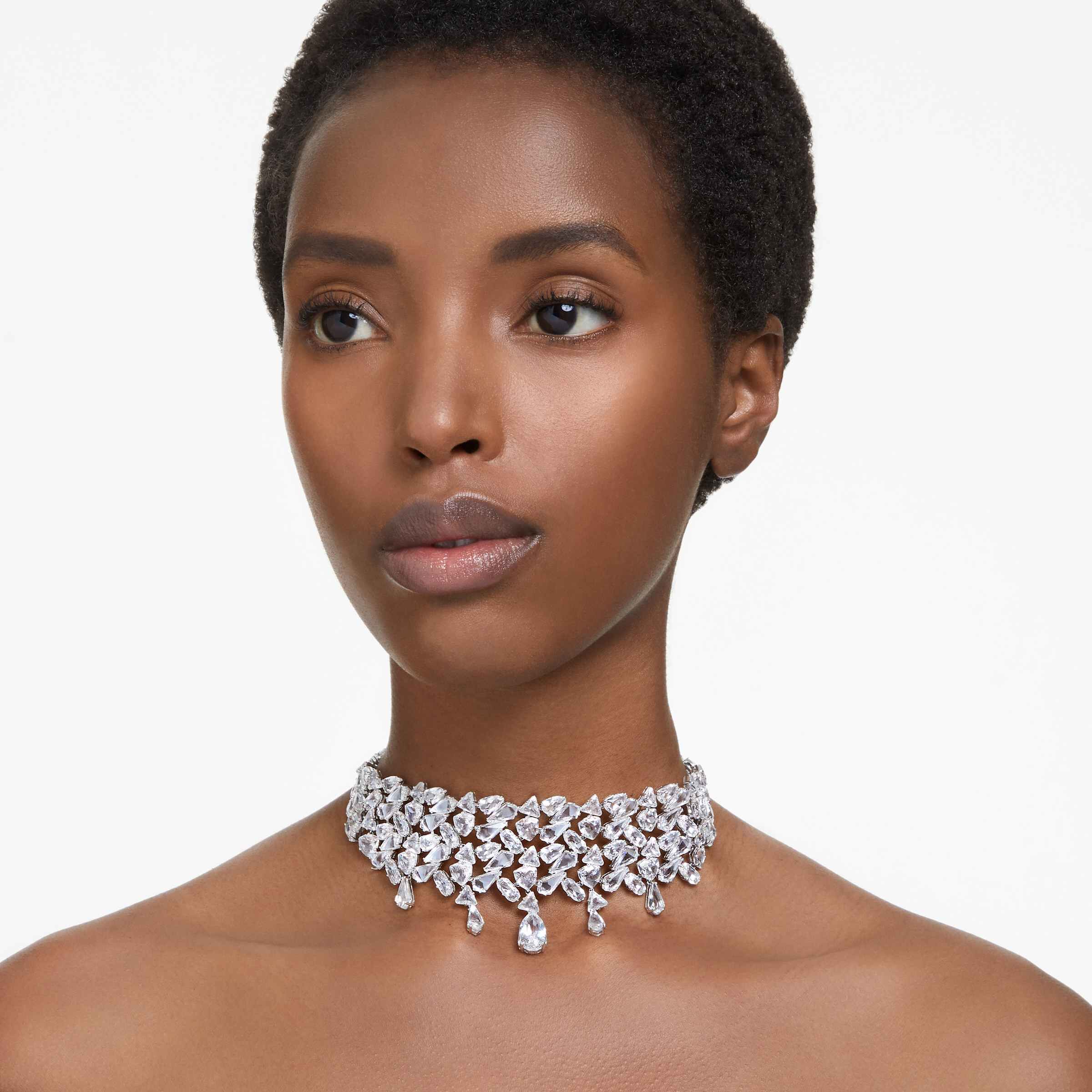 swarovski mesmera choker  mixed cuts  white  rhodium plated