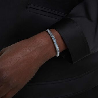 swarovski matrix bangle  baguette cut  gray  ruthenium plated