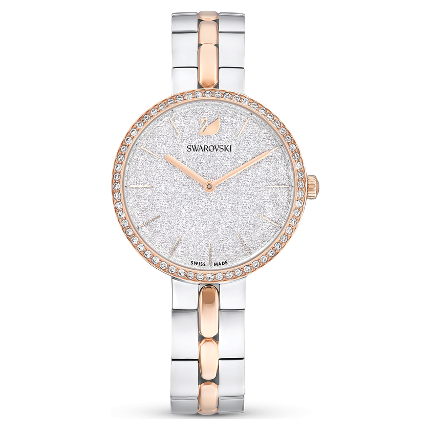 swarovski cosmopolitan watch  swiss made  metal bracelet  white  mixed metal finish