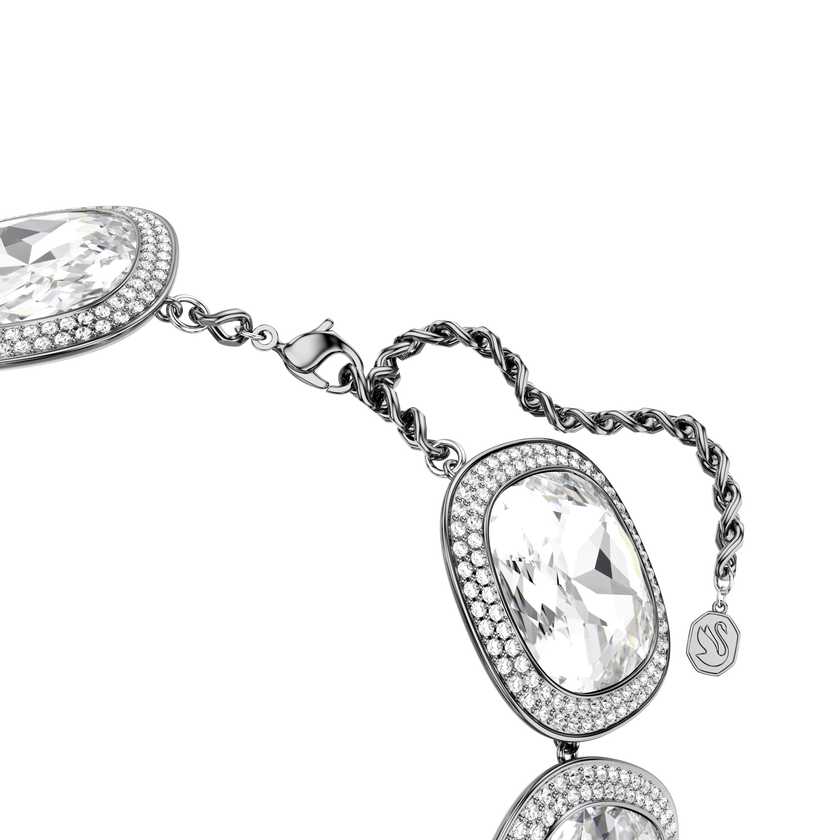 swarovski una angelic choker  cushion cut  white  ruthenium plated