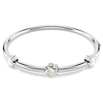 swarovski chroma bangle  mixed cuts  star  white  rhodium plated