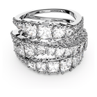 swarovski hyperbola ring  mixed cuts  white  rhodium plated