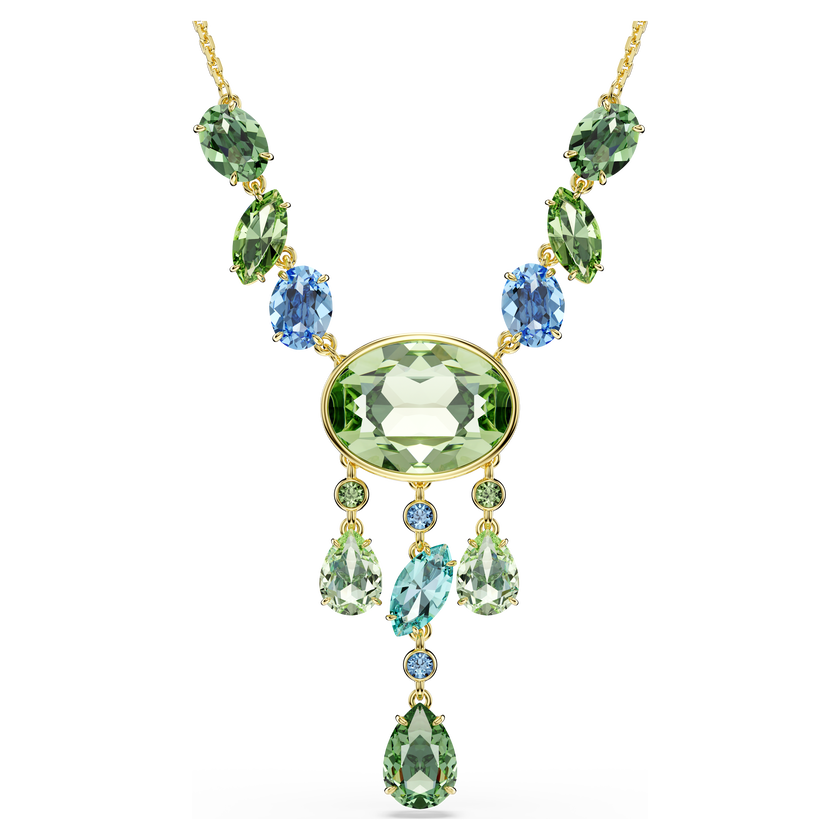 swarovski gema y necklace  mixed cuts  multicolored  gold tone plated