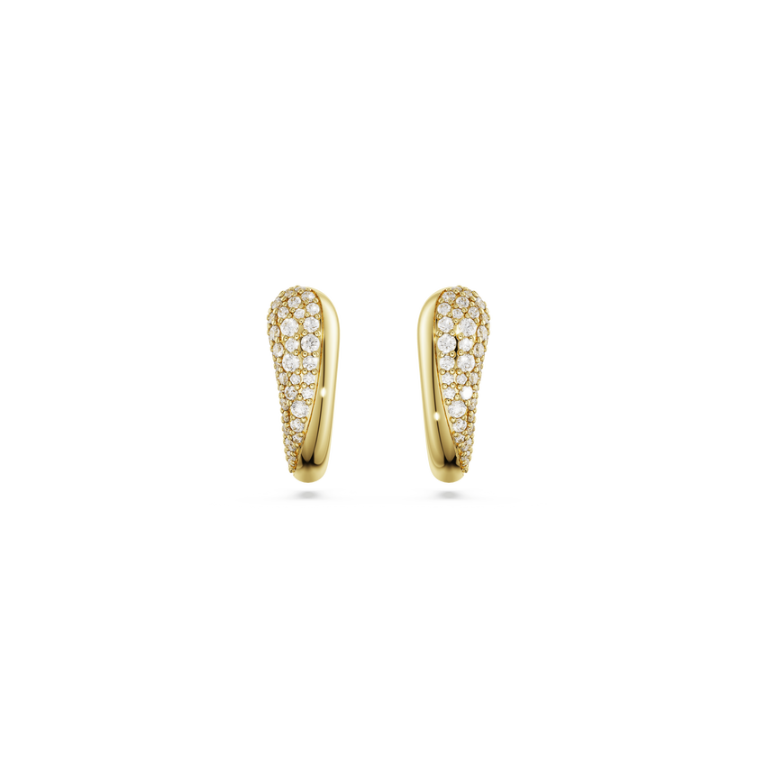 swarovski classica hoop earrings  round cut  white  sterling silver  18k gold finish