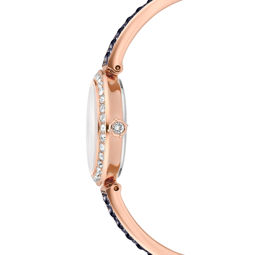 swarovski matrix pearl bangle watch  swiss made  crystal bracelet  black  rose gold tone finish