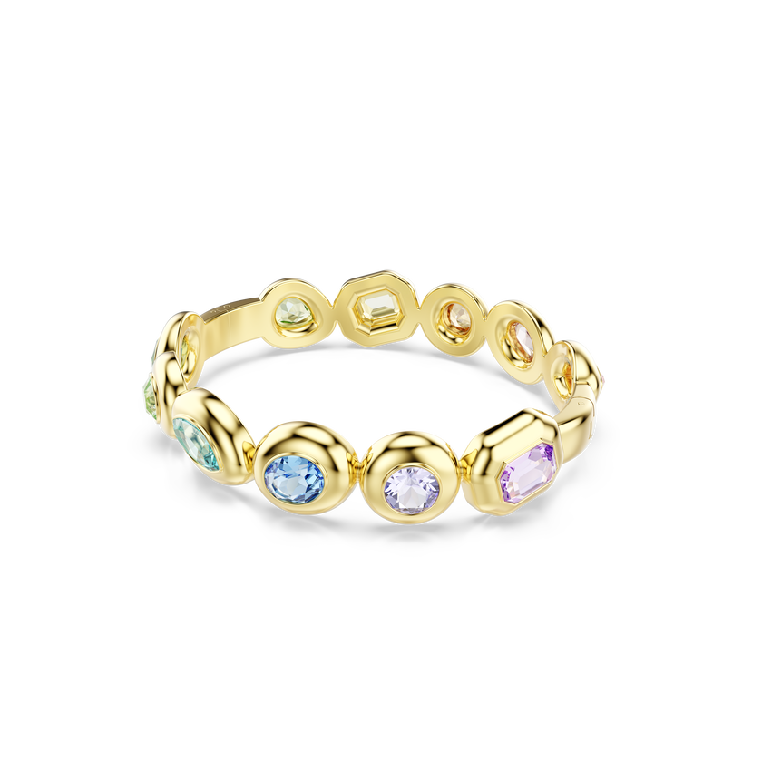 swarovski gema bangle  mixed cuts  multicolored  gold tone plated