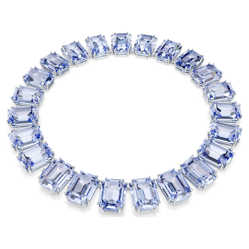 swarovski millenia tennis necklace  octagon cut  blue  rhodium plated