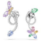 ariana grande x swarovski drop earrings with ear jacket  mixed cuts  dragonfly  flower  multicolored  rhodium plated