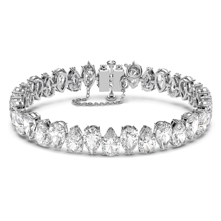 swarovski matrix tennis bracelet  pear cut  white  rhodium plated