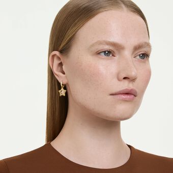 swarovski sublima drop earrings  round cut  star  multicolored  18k gold finish
