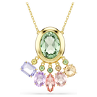 swarovski gema pendant  mixed cuts  dangling crystals  multicolored  gold tone plated