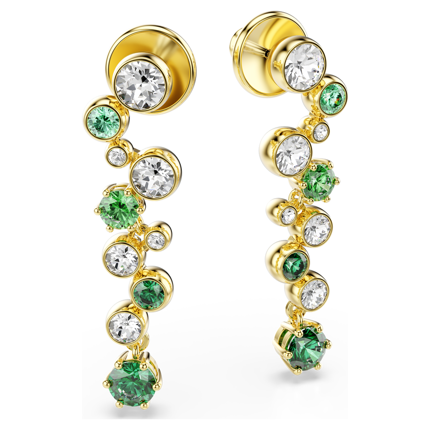 swarovski constella drop earrings  mixed cuts  green  gold tone plated