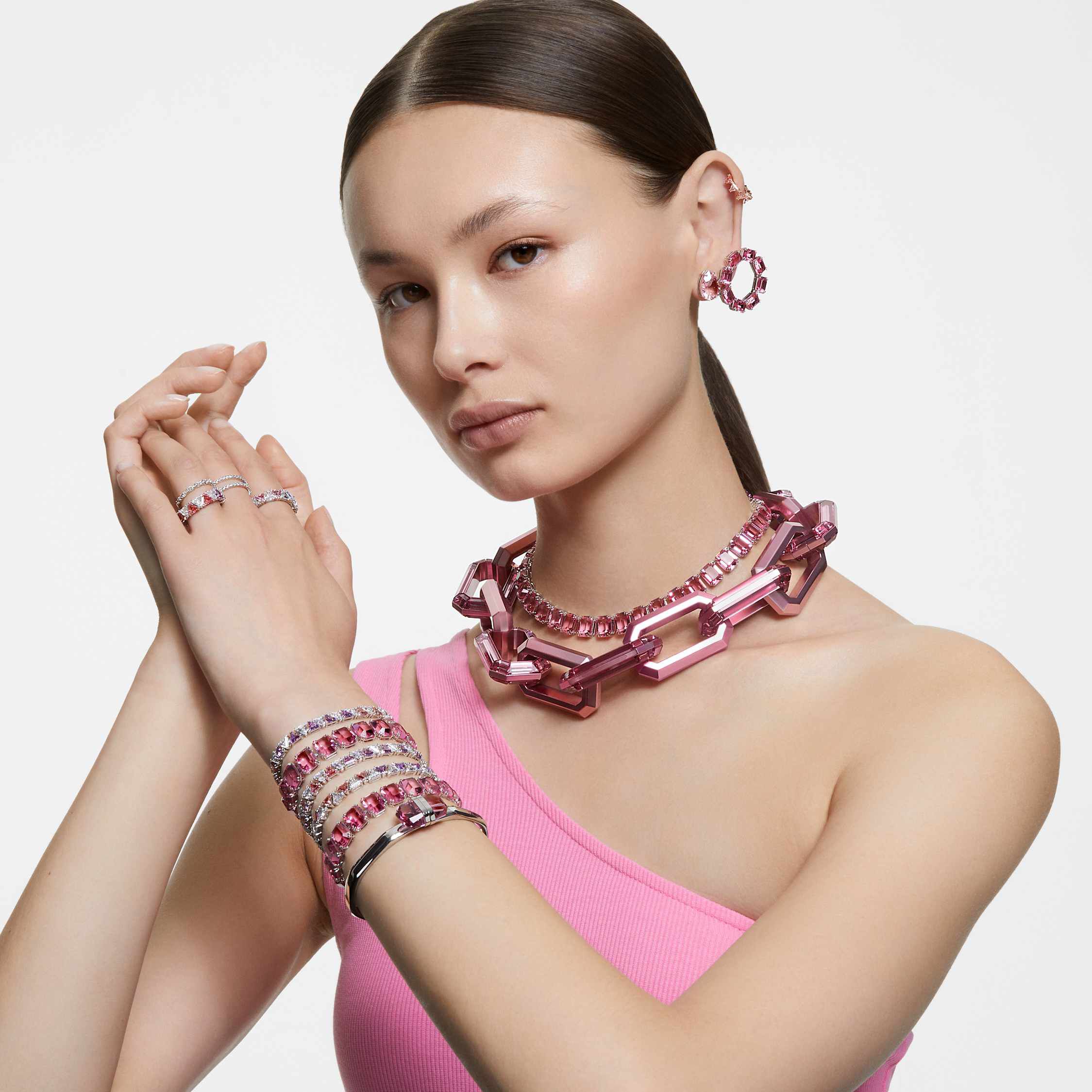 swarovski matrix vittore ring  round cut  white  silver tone finish