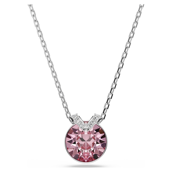 swarovski bella v pendant  round cut  pink  rhodium plated