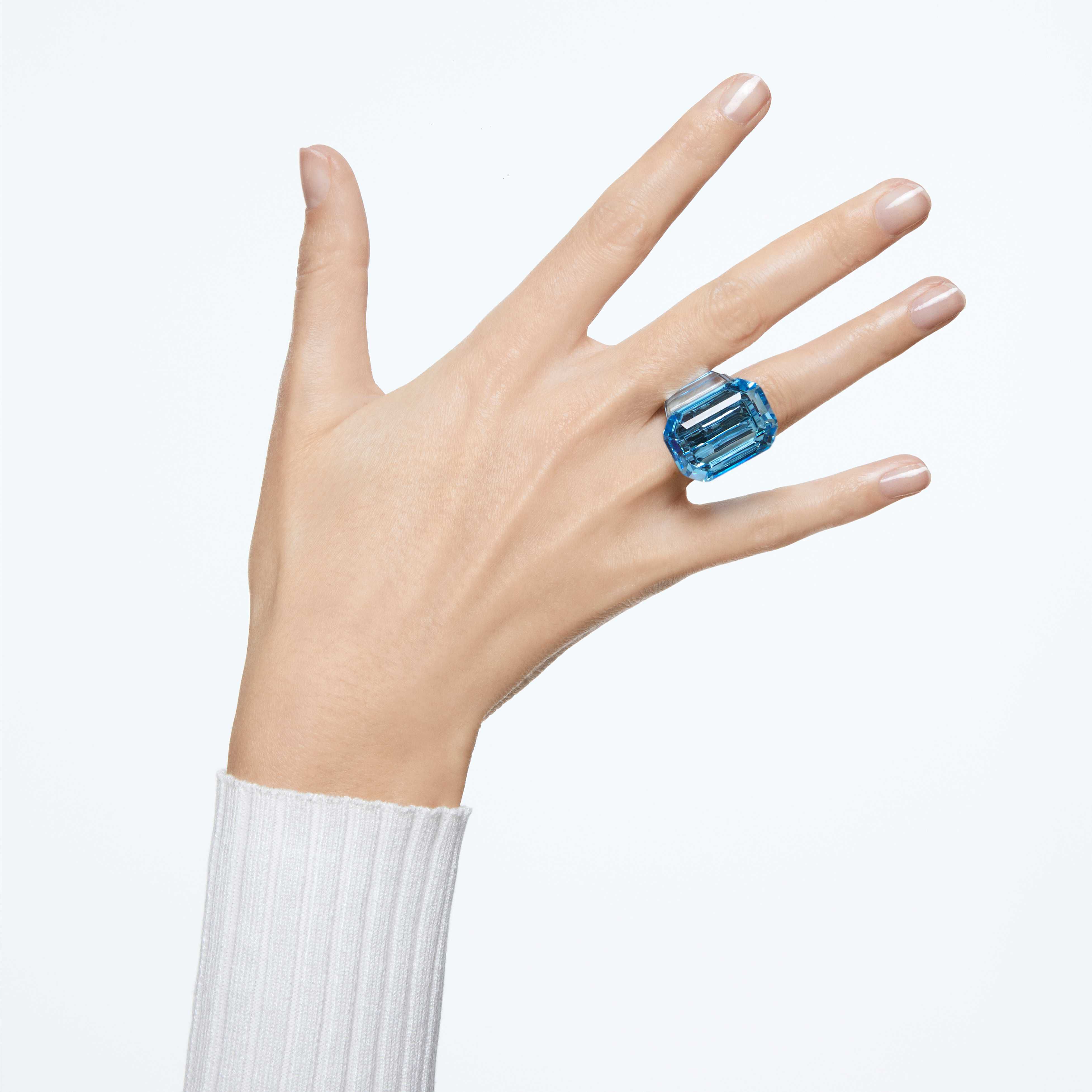 swarovski lucent cocktail ring  octagon cut  blue