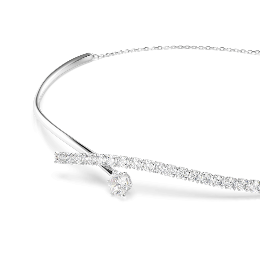 swarovski matrix necklace  round cut  white  rhodium plated