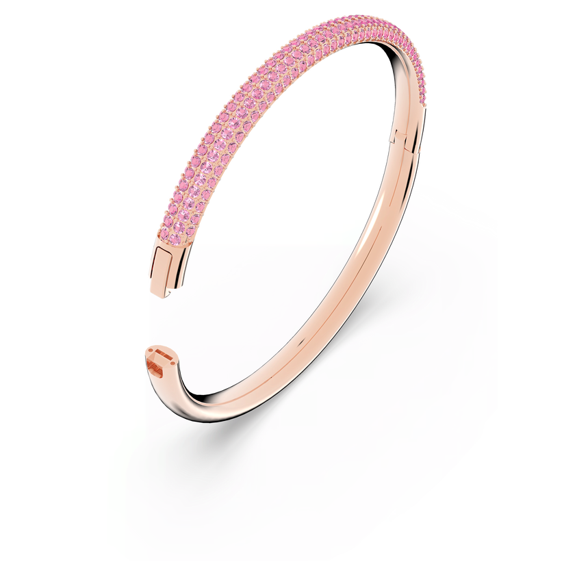 swarovski stone bangle  pink  rose gold tone pvd