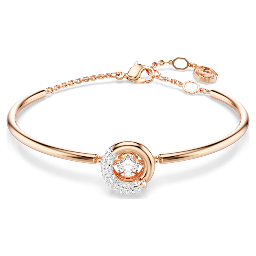 swarovski dextera bangle  round cut  white  rose gold tone plated