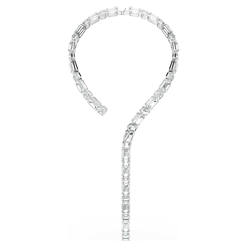 swarovski millenia tennis necklace  octagon cut  white  rhodium plated
