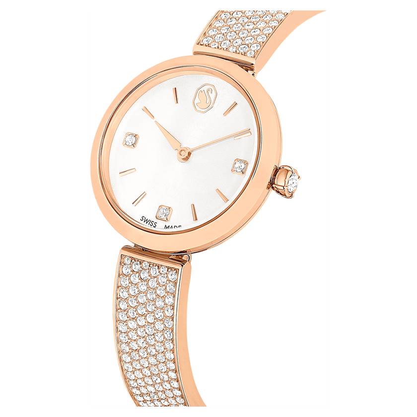 swarovski illumina watch  swiss made  metal bracelet  rose gold tone  rose gold tone finish
