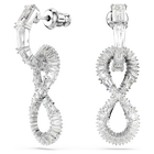 Hyperbola drop earrings, Infinity, White, Rhodium plated