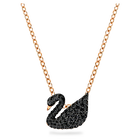 swarovski iconic swan pendant  black  rose gold plated