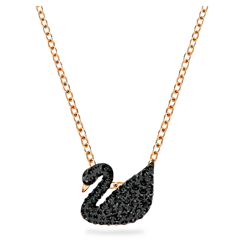 swarovski iconic swan pendant  black  rose gold plated