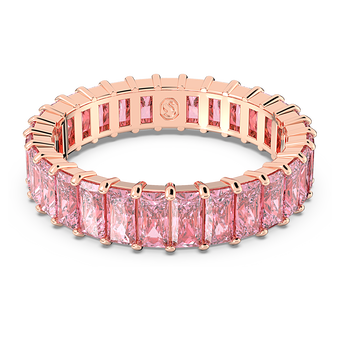 swarovski matrix ring  baguette cut  pink  rose gold tone plated