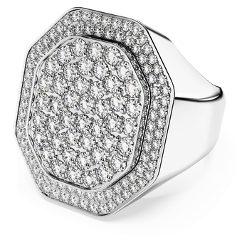 swarovski dextera cocktail ring  octagon shape  white  rhodium plated