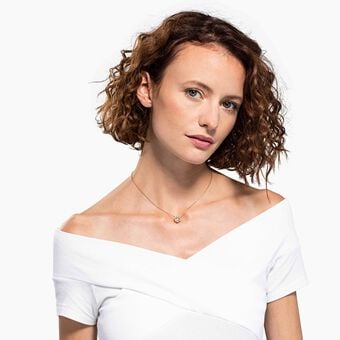 swarovski una necklace  clover  pink  rose gold tone plated