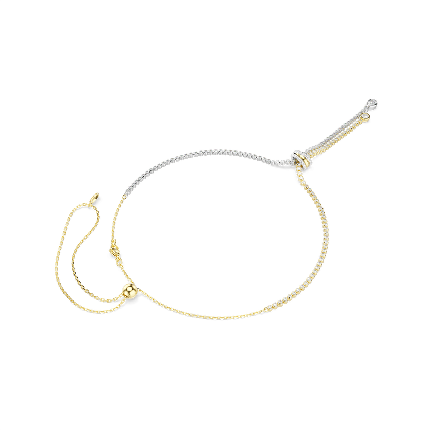 swarovski hyperbola y necklace  round cut  knot  white  mixed metal finish
