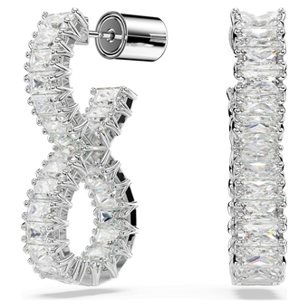 swarovski hyperbola hoop earrings  infinity  white  rhodium plated