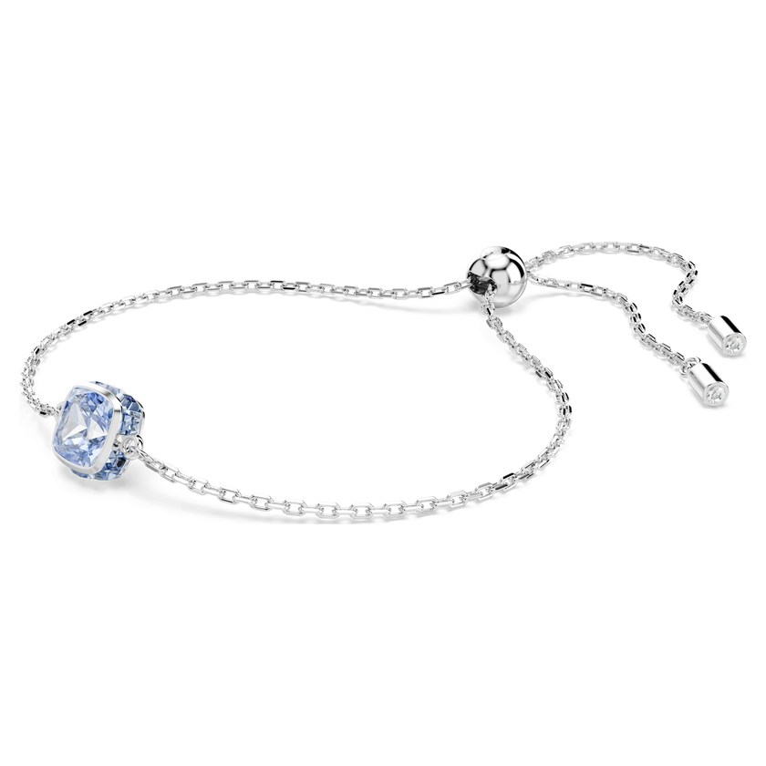 swarovski birthstone bracelet  square cut  march  blue  rhodium plated
