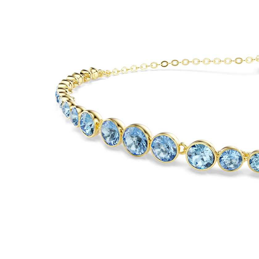 swarovski imber bracelet  round cut  blue  18k gold finish