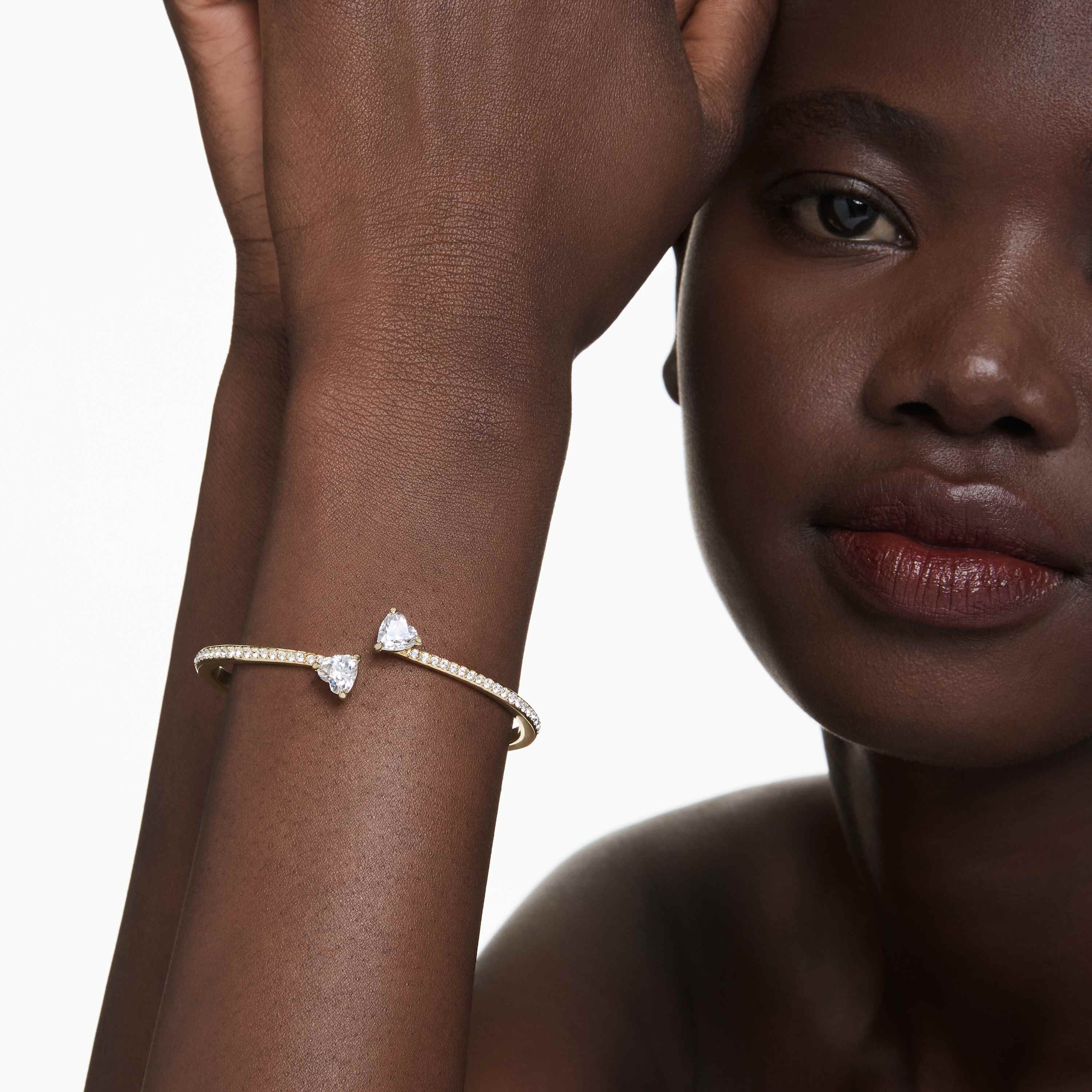 swarovski mesmera attract bangle  heart  white  gold tone plated