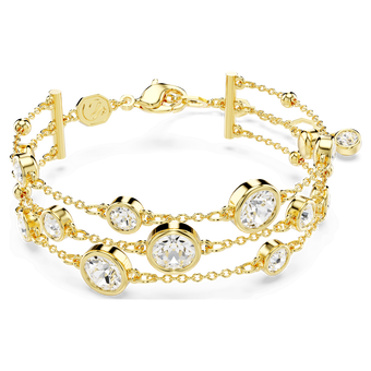 swarovski imber wide bracelet  round cut  white  gold tone plated