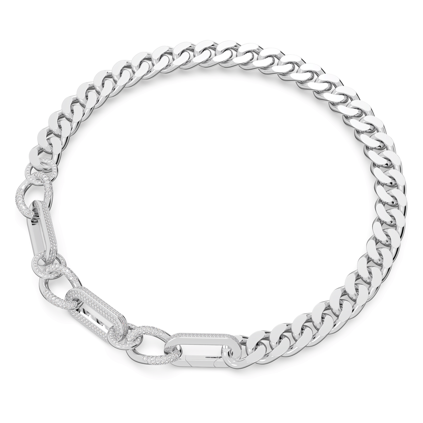 swarovski dextera necklace  pav   statement  mixed links  white  rhodium plated