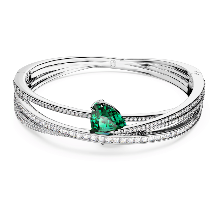 swarovski hyperbola bangle  carbon neutral zirconia  green  rhodium plated