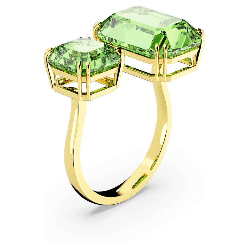swarovski millenia open ring  octagon cut  green  18k gold finish